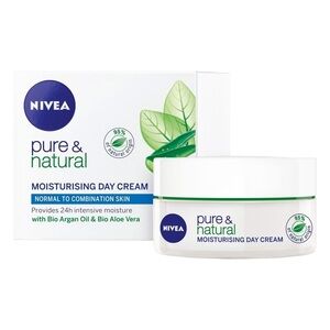 (1) Nivea Pure & Natural Moisturizing Day Cream Skin Bio Argan Oil Aloe Vera